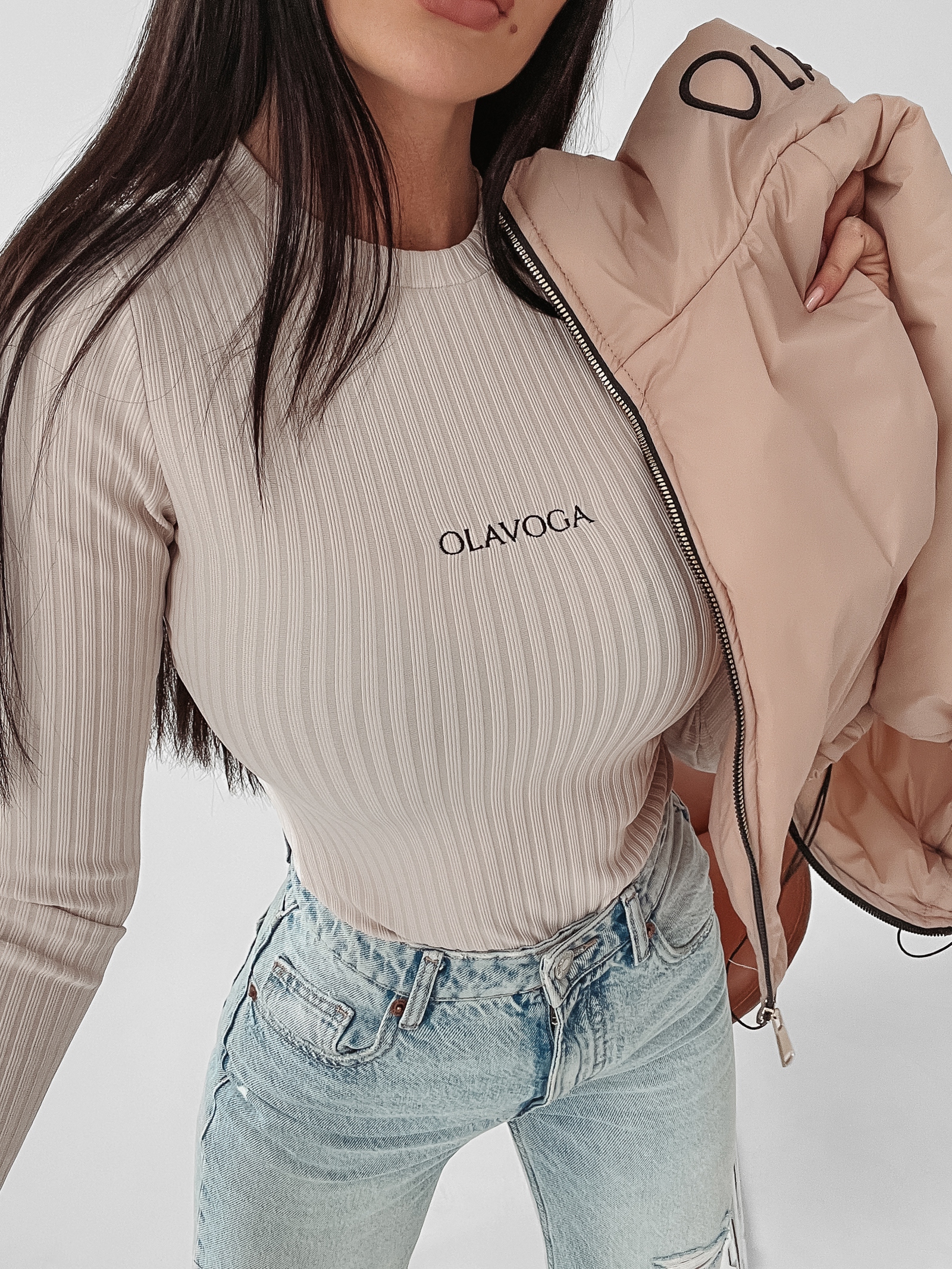 Body prążkowane Brenda Ola Voga beżowe