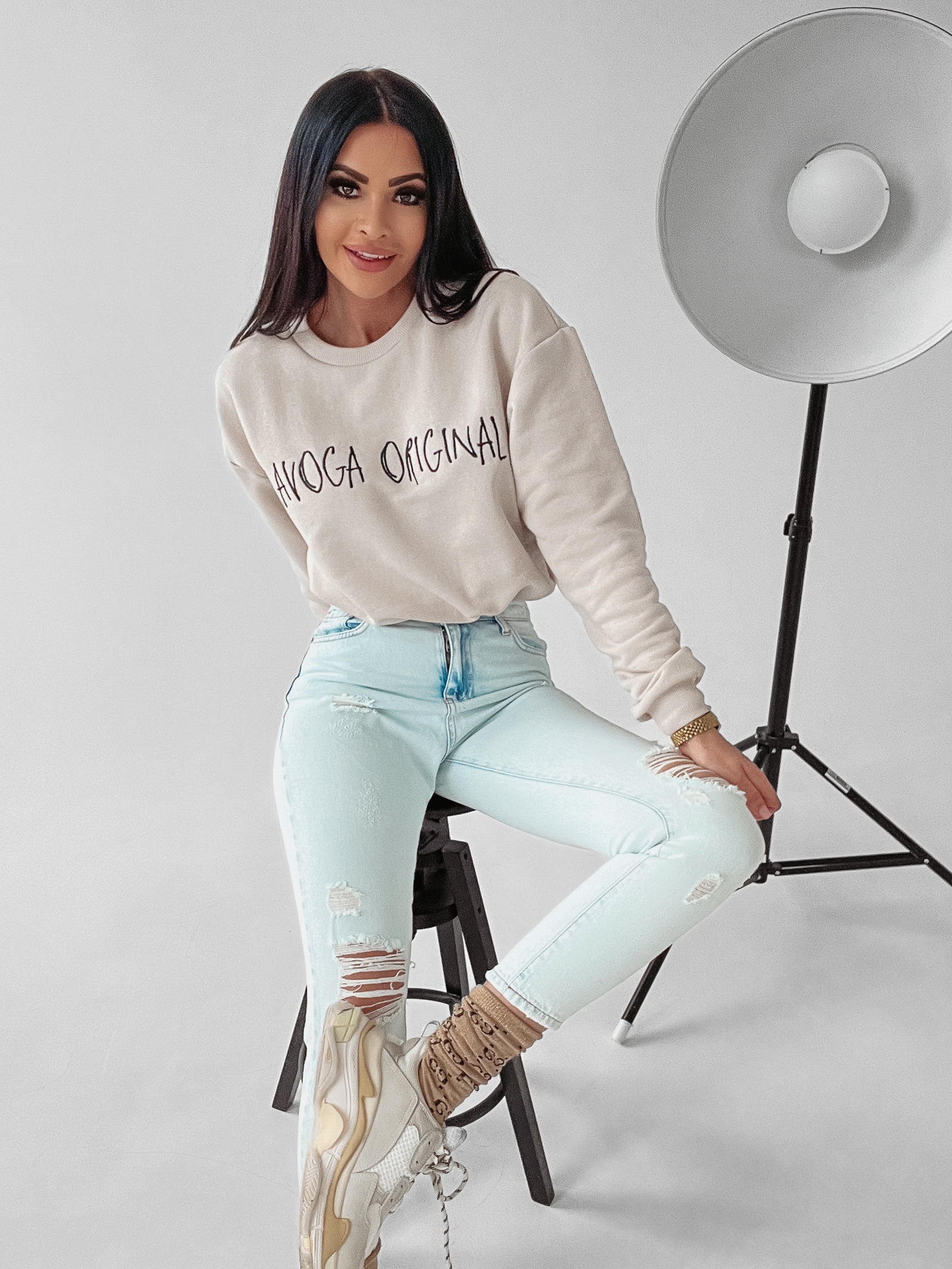 Bluza dzianinowa Coral Ola Voga beżowa