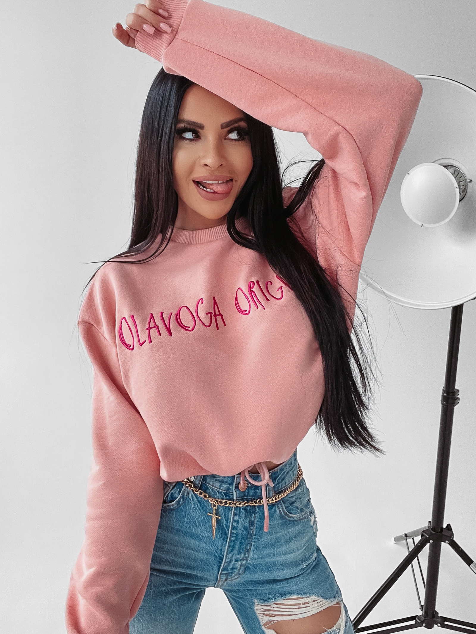 Bluza dzianinowa Coral Ola Voga pudrowa Bluza dzianinowa Coral Ola Voga pudrowa