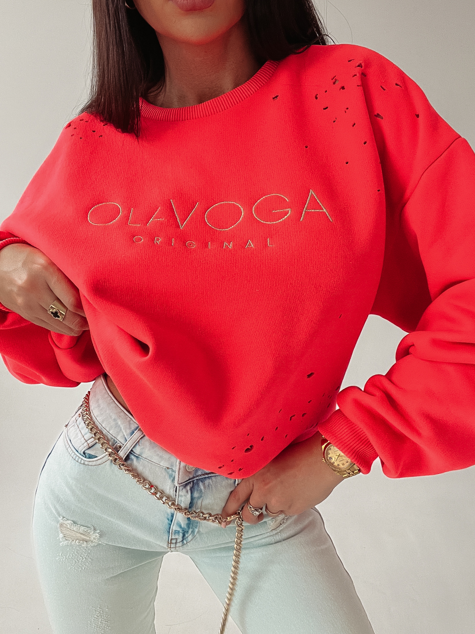 Bluza bawełniana Melanie Ola Voga neonowy róż