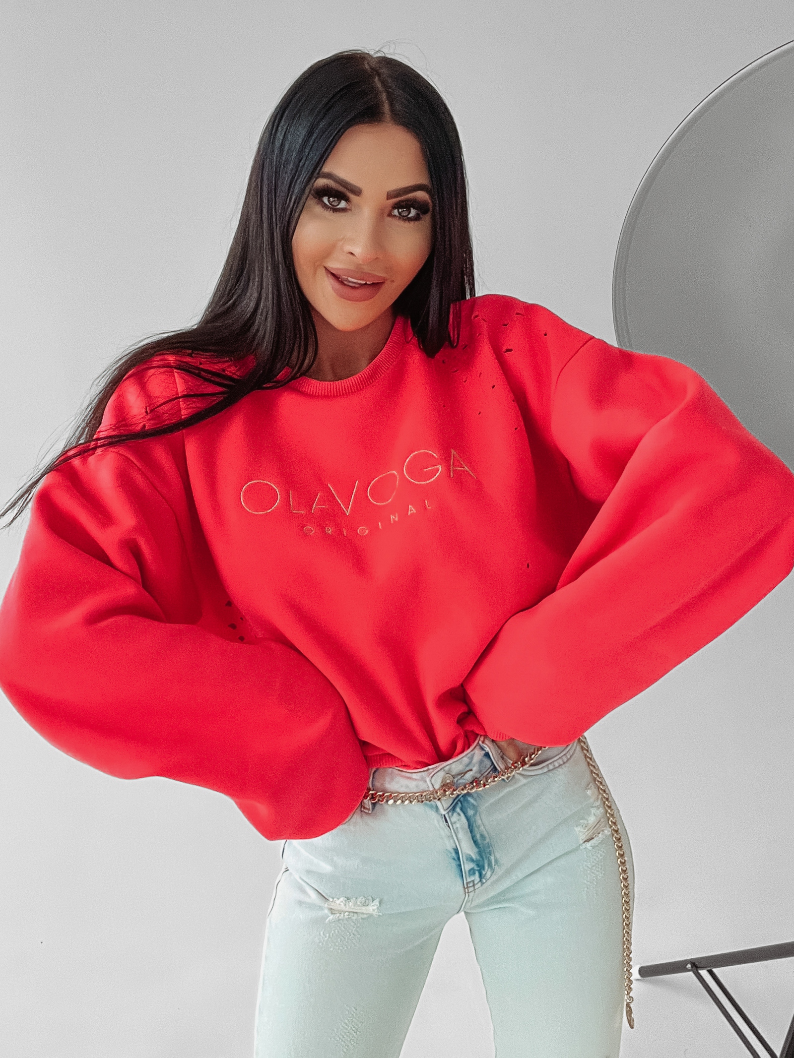 Bluza bawełniana Melanie Ola Voga neonowy róż