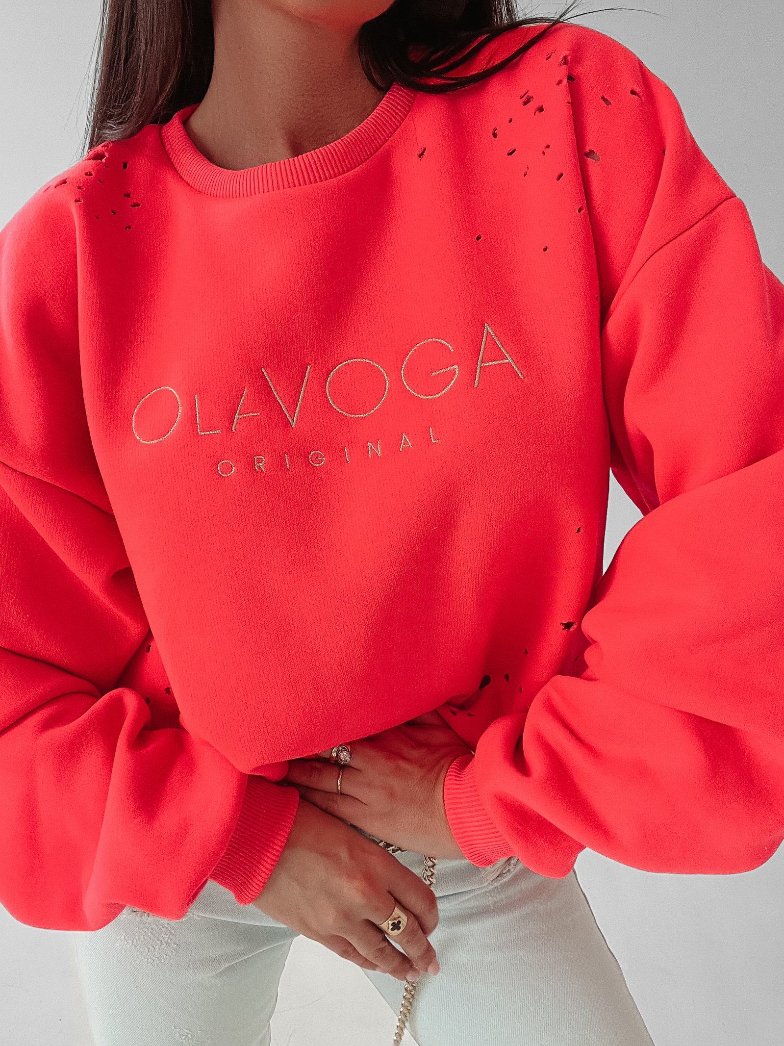 Bluza bawełniana Melanie Ola Voga neonowy róż