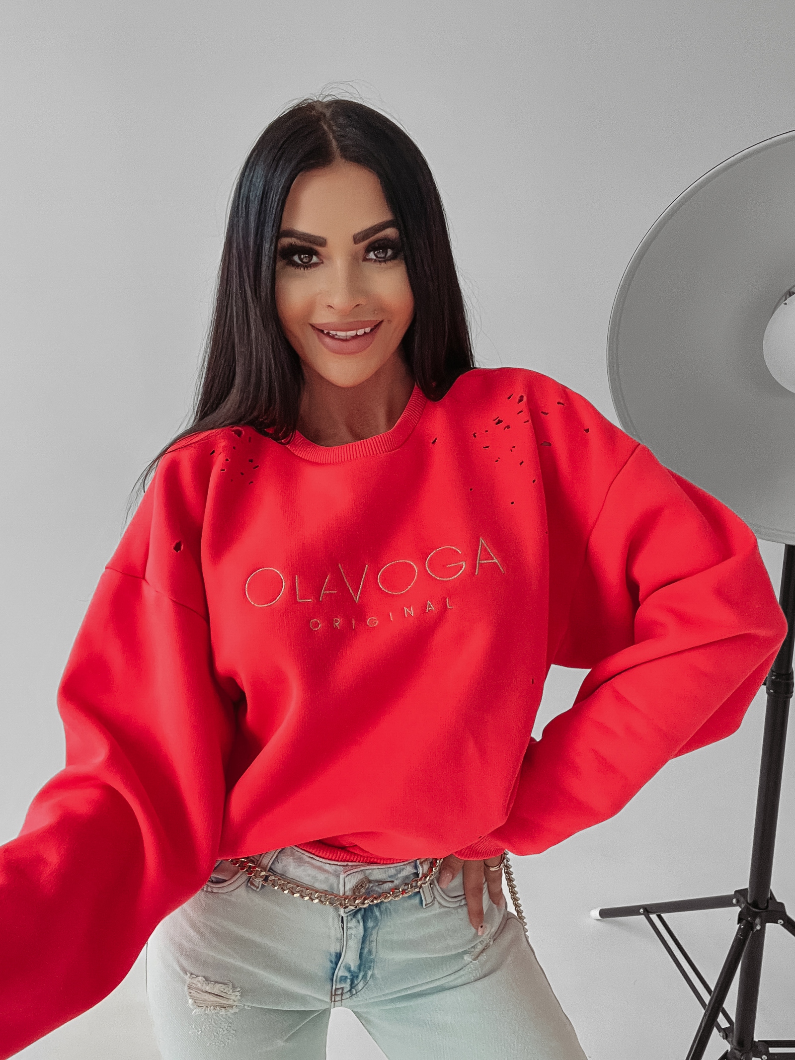 Bluza bawełniana Melanie Ola Voga neonowy róż