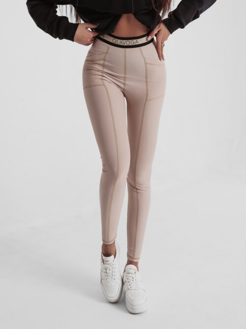 Legginsy z przeszyciami Larissa Ola Voga beżowe