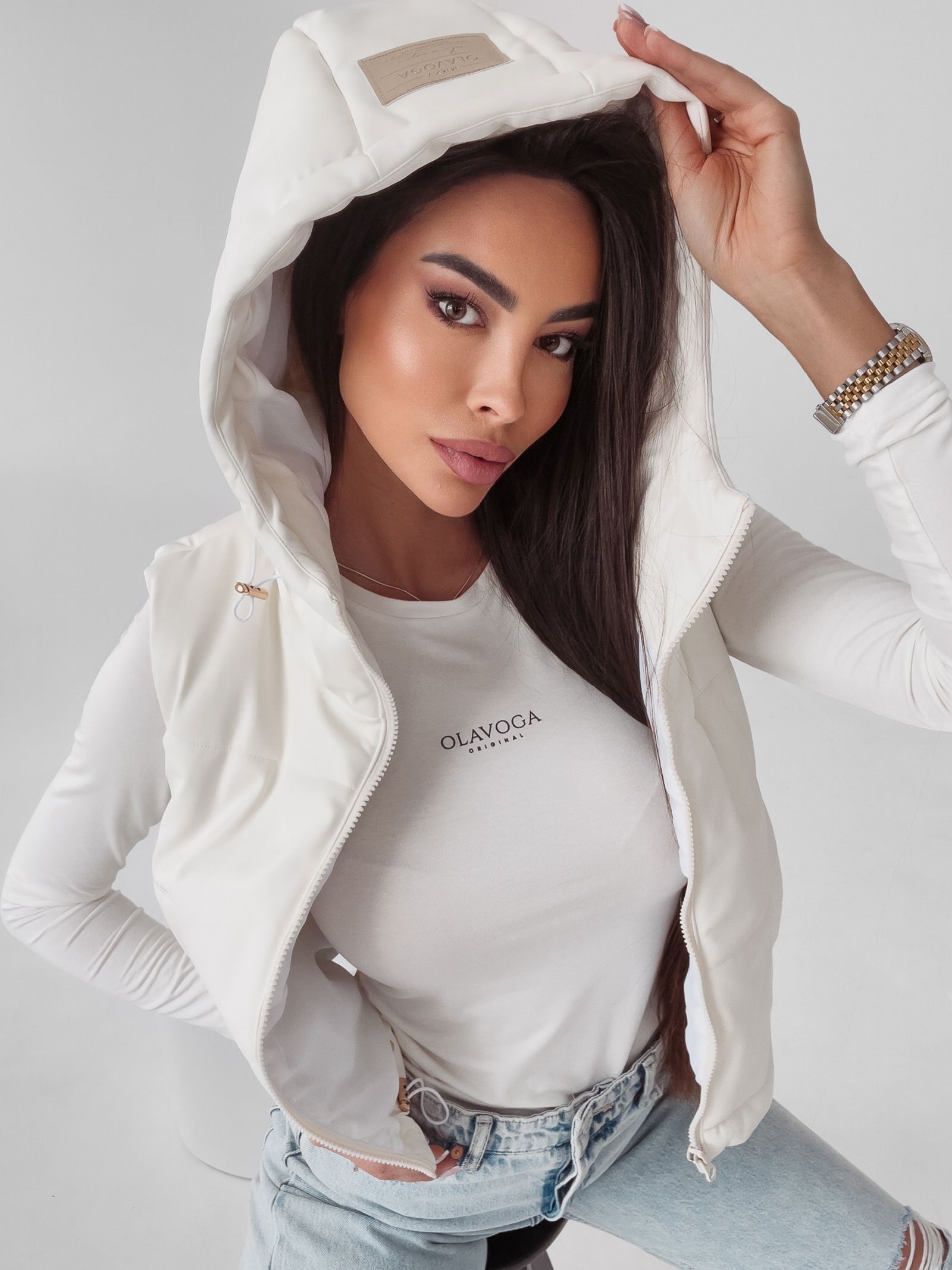 Bezrękawnik kamizelka pikowana Charly Ola Voga ecru