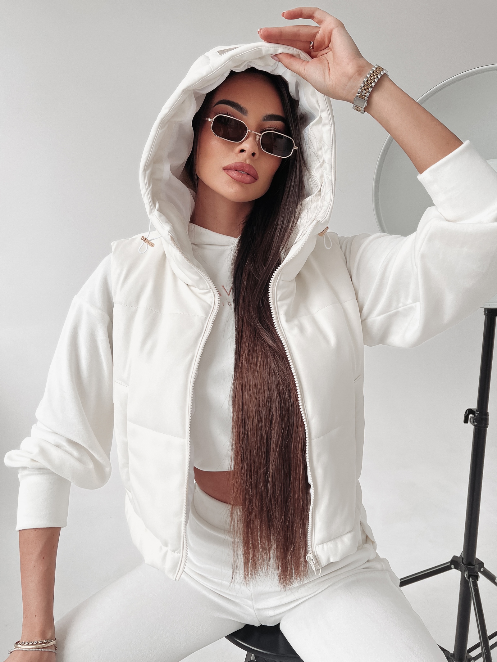 Bezrękawnik kamizelka pikowana Charly Ola Voga ecru