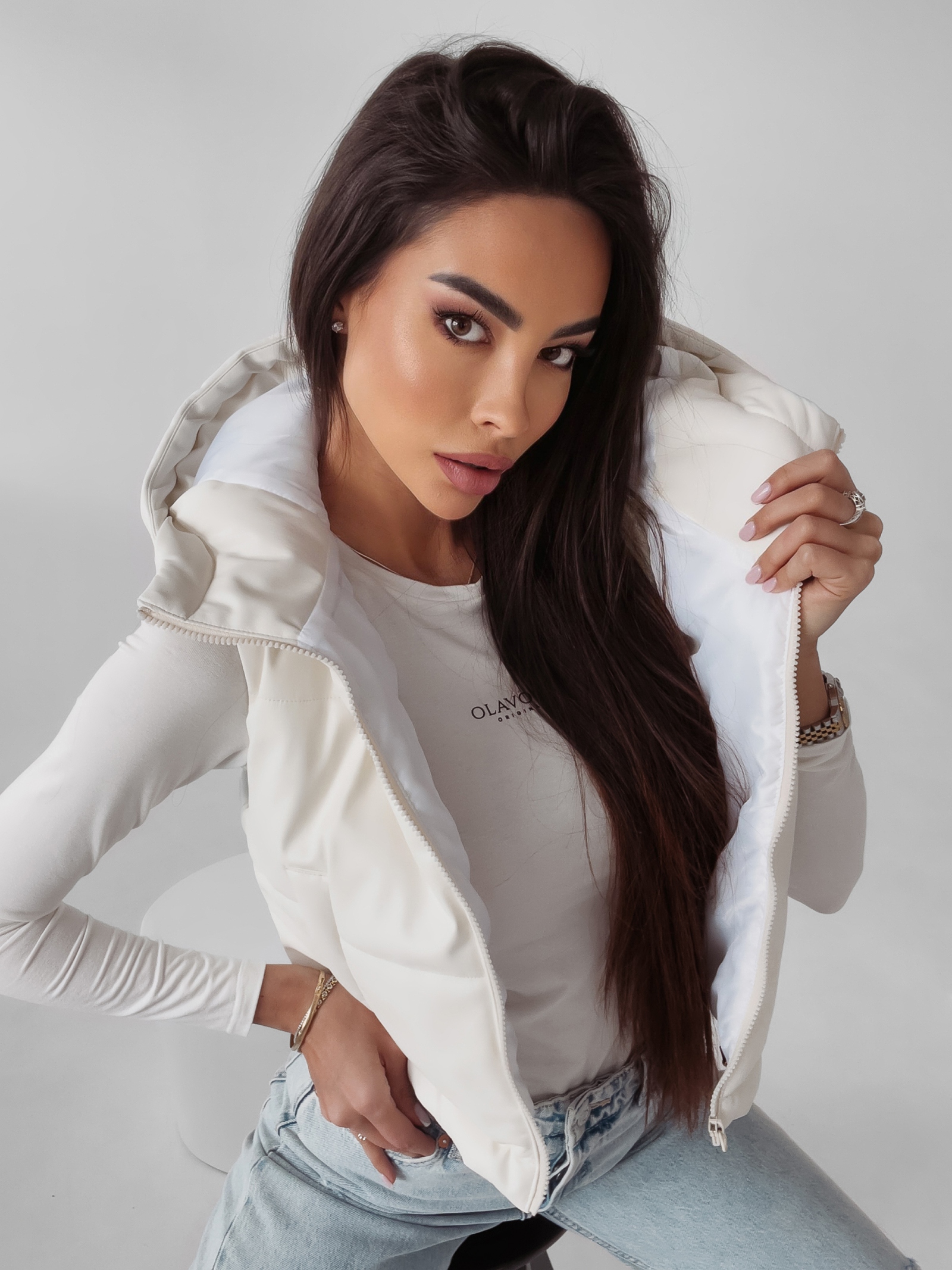 Bezrękawnik kamizelka pikowana Charly Ola Voga ecru