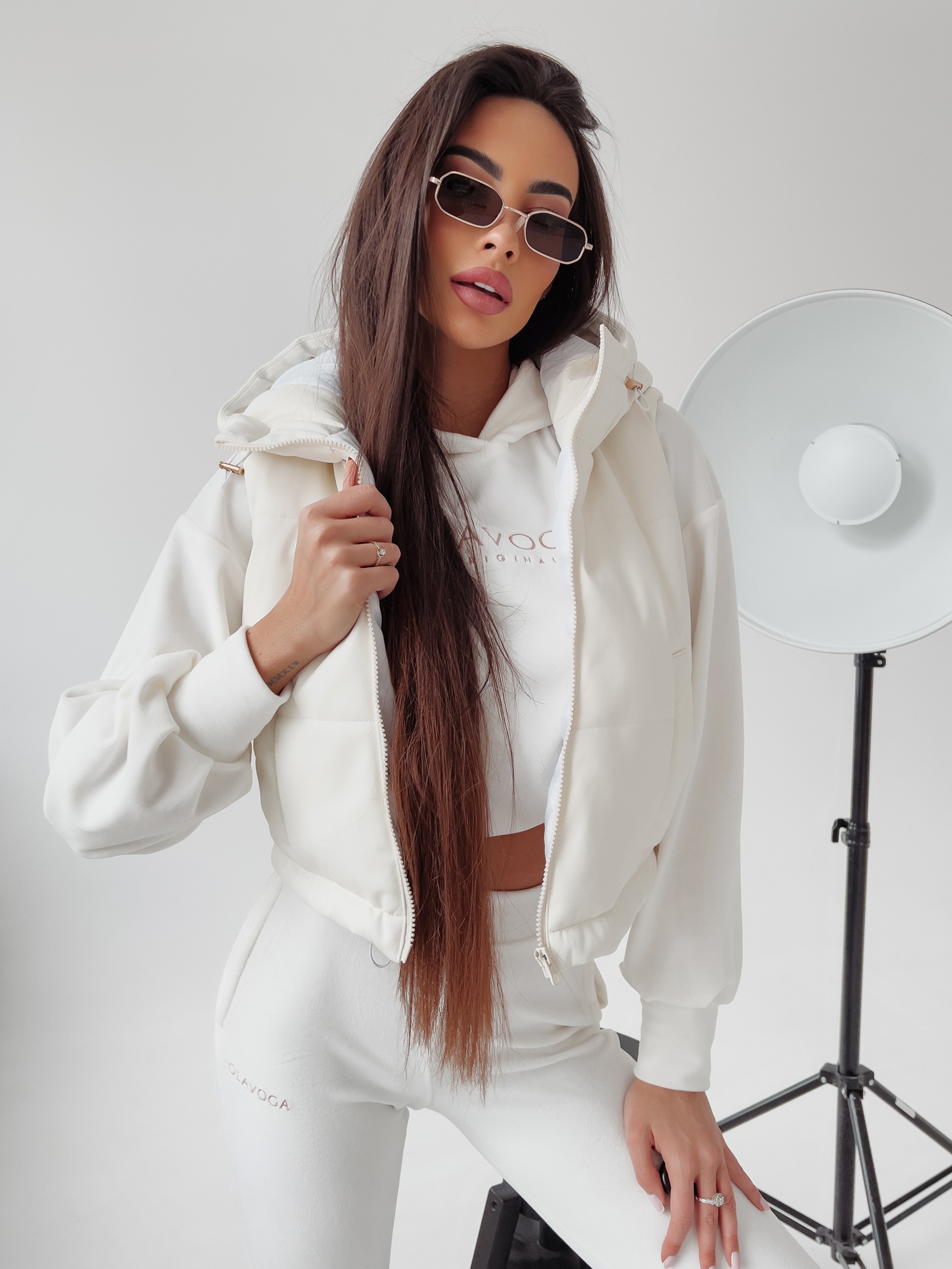 Bezrękawnik kamizelka pikowana Charly Ola Voga ecru