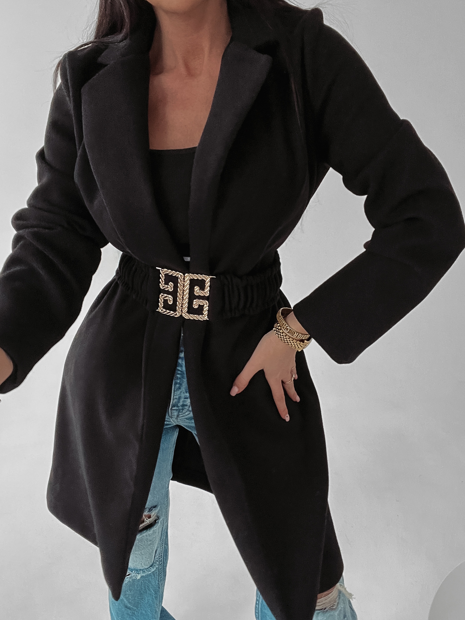 Płaszcz flauszowy Mary Ola Voga czarny