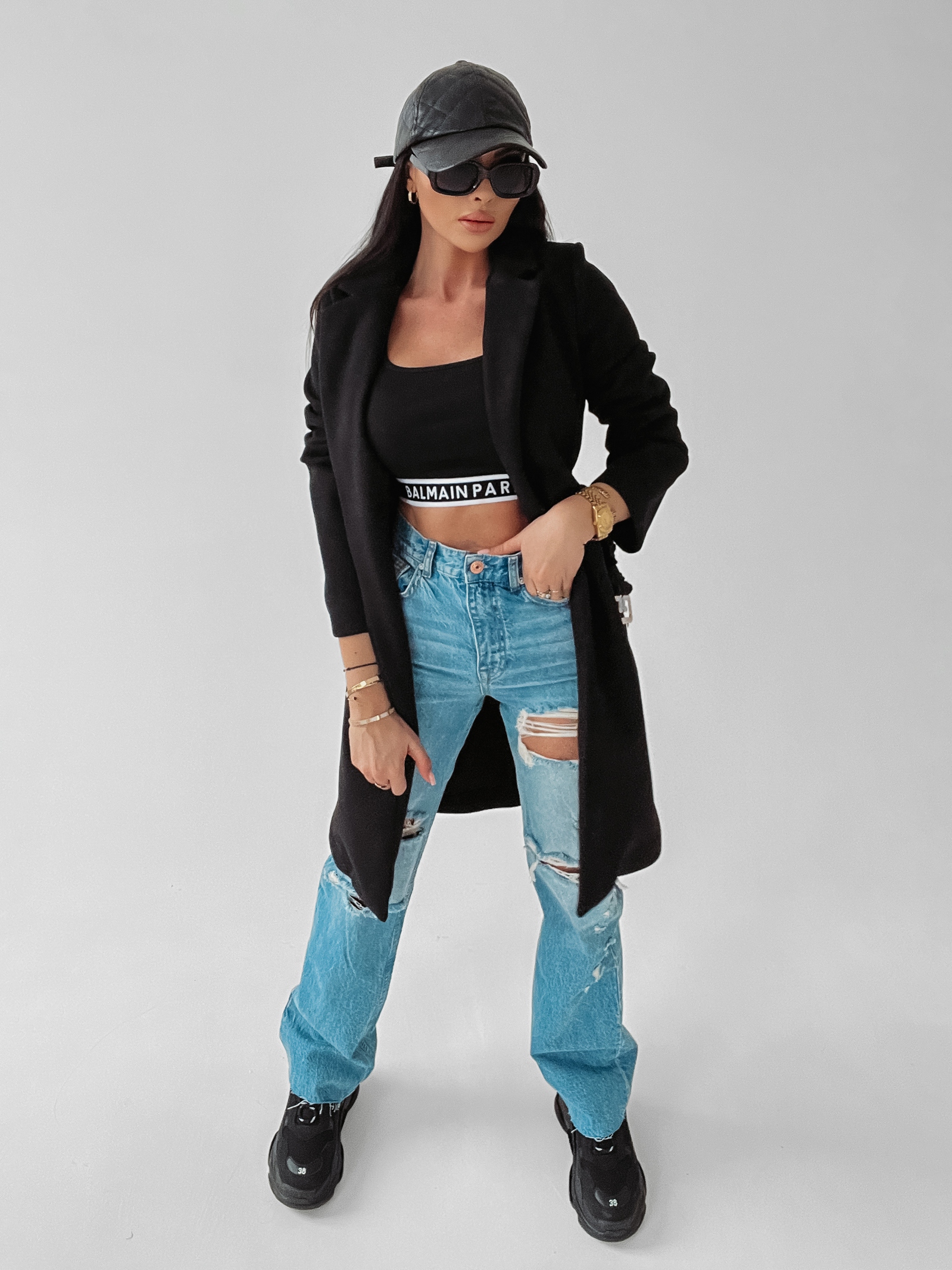 Płaszcz flauszowy Mary Ola Voga czarny