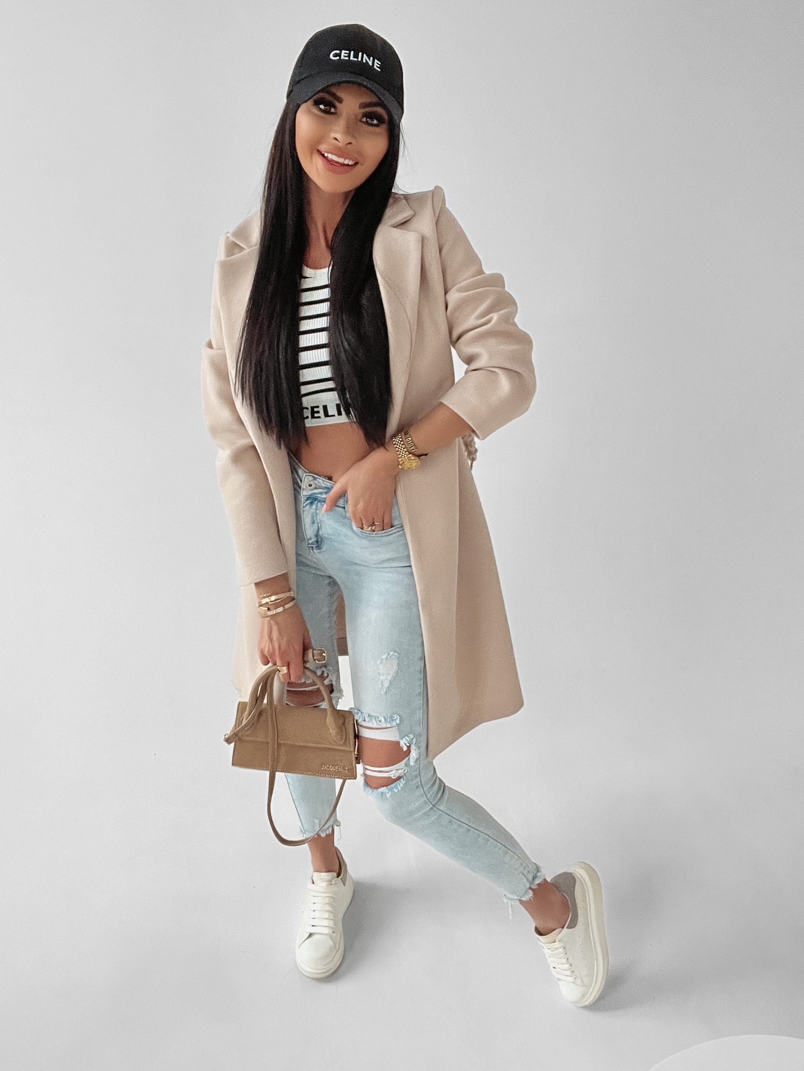 Płaszcz flauszowy Mary Ola Voga beżowy