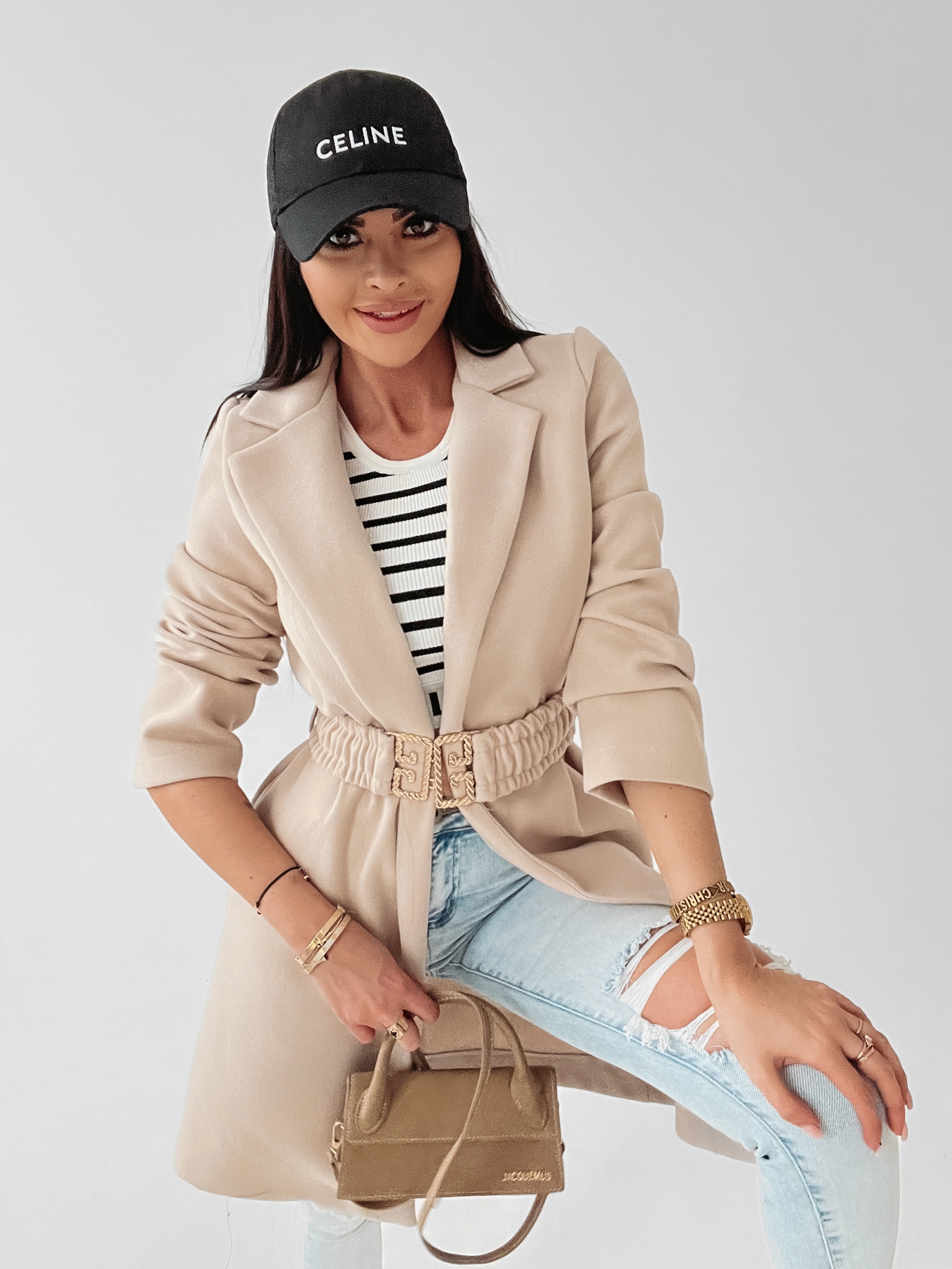 Płaszcz flauszowy Mary Ola Voga beżowy