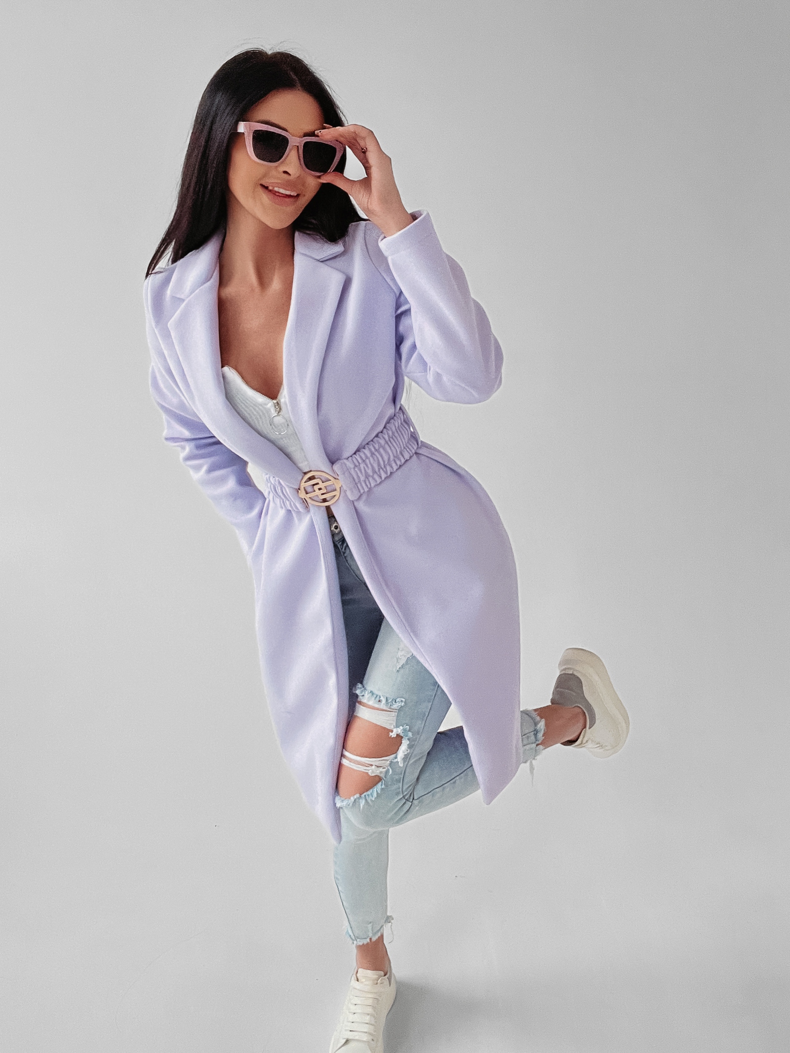 Płaszcz flauszowy Mary Ola Voga lila Płaszcz flauszowy Mary Ola Voga lila