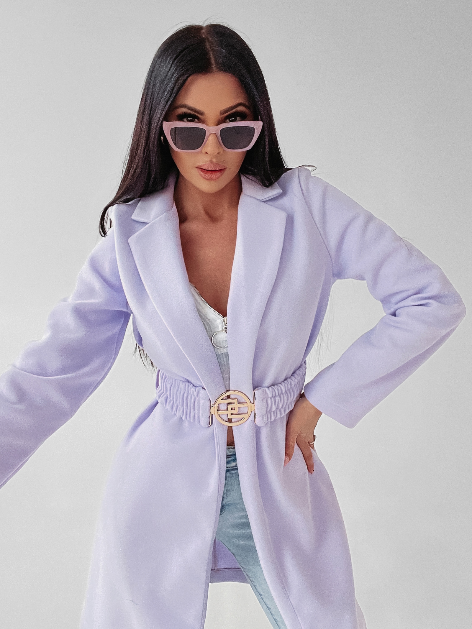 Płaszcz flauszowy Mary Ola Voga lila Płaszcz flauszowy Mary Ola Voga lila