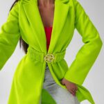 Płaszcz flauszowy Mary Ola Voga limonkowy