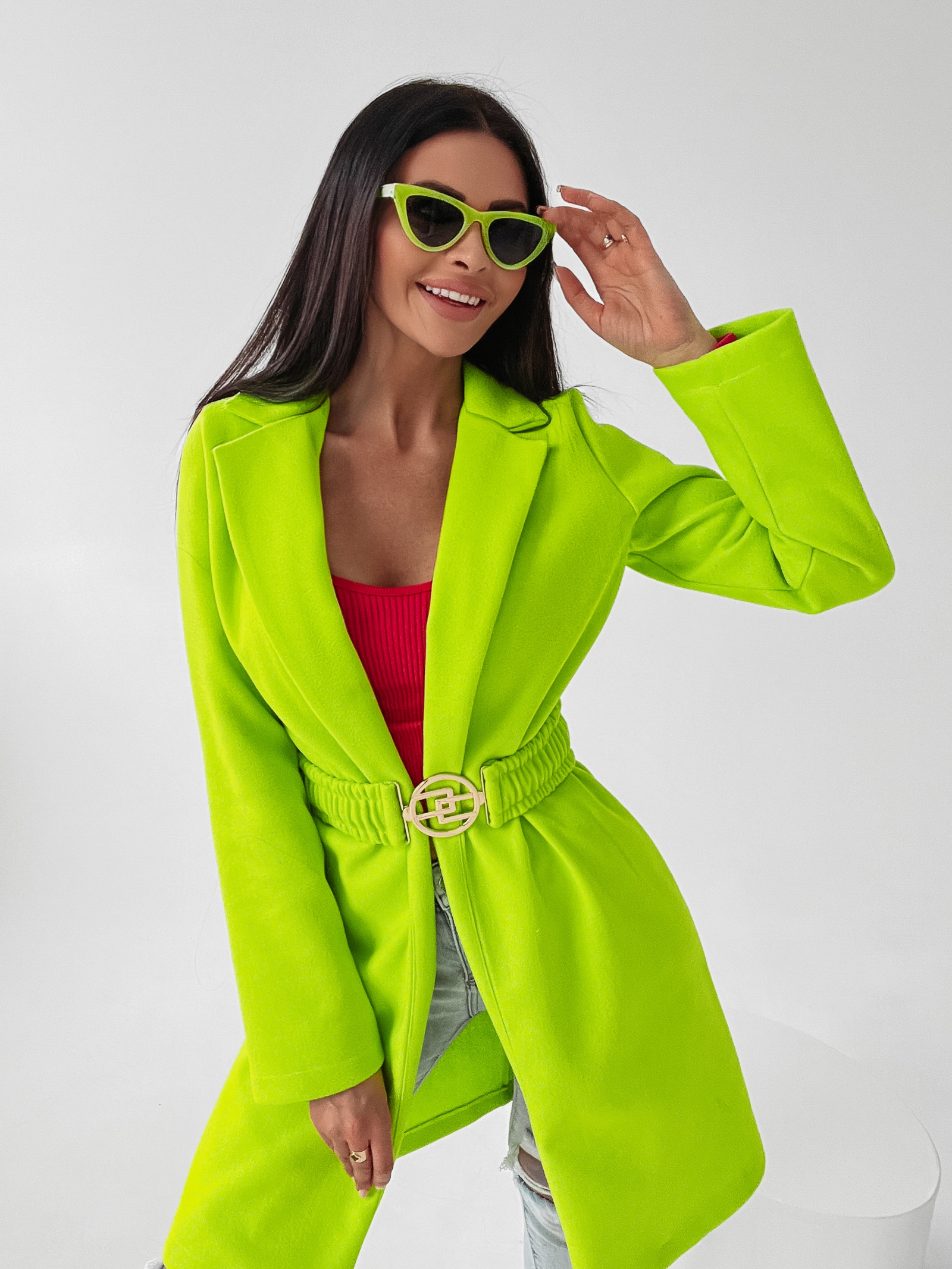 Płaszcz flauszowy Mary Ola Voga limonkowy