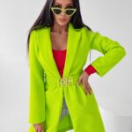 Płaszcz flauszowy Mary Ola Voga limonkowy