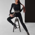 Legginsy prążkowane Susan Ola Voga czarne