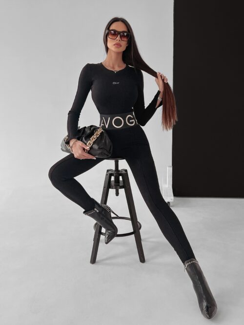 Legginsy prążkowane Susan Ola Voga czarne