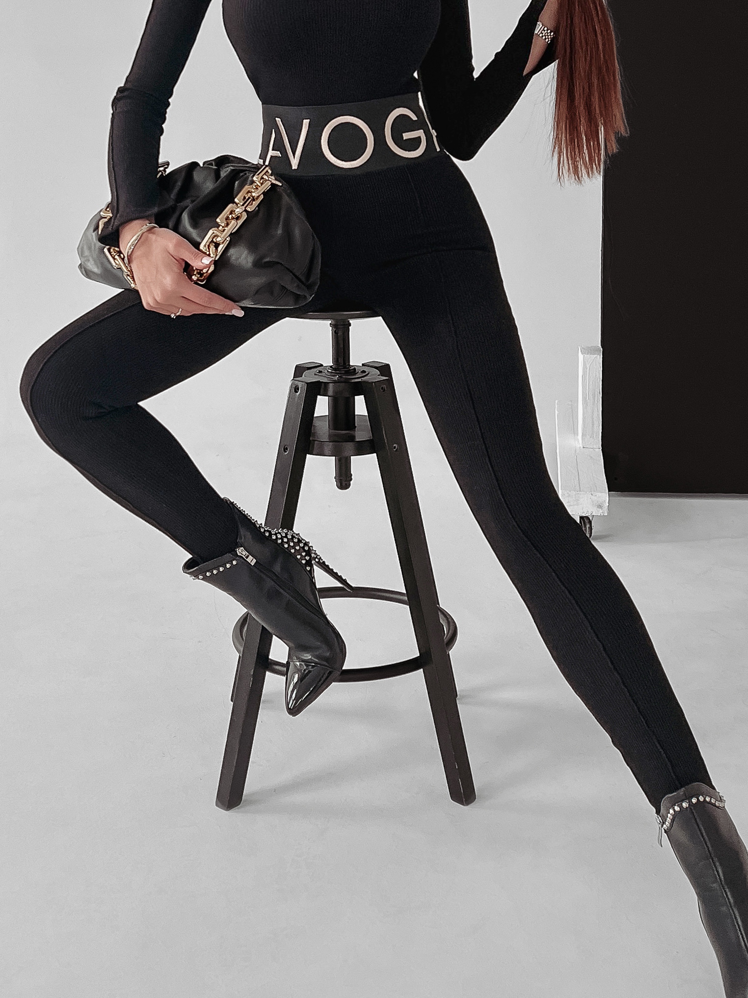 Legginsy prążkowane Susan Ola Voga czarne Legginsy prążkowane Susan Ola Voga czarne