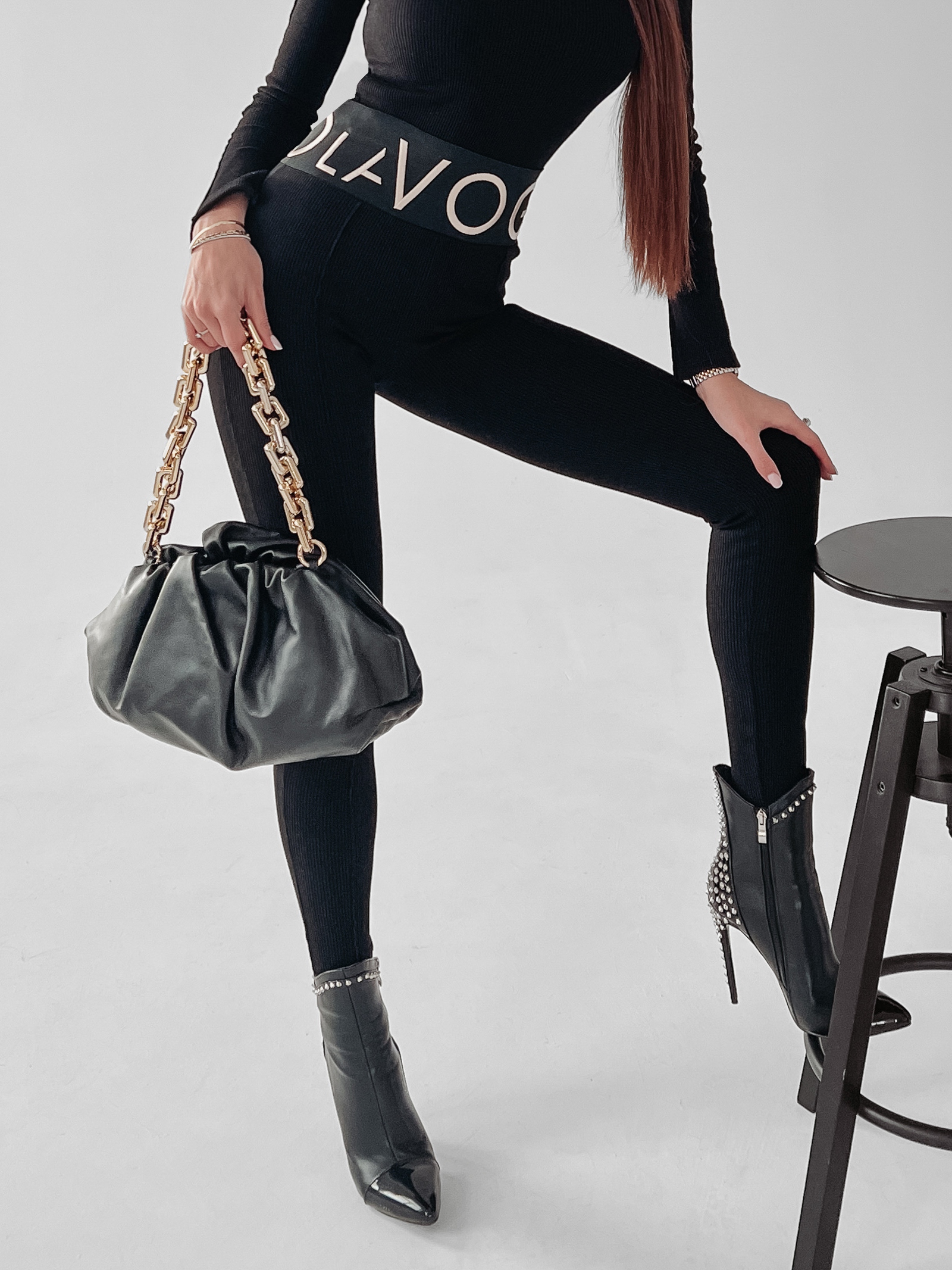 Legginsy prążkowane Susan Ola Voga czarne Legginsy prążkowane Susan Ola Voga czarne