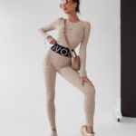 Legginsy prążkowane Susan Ola Voga beżowe