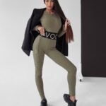 Legginsy prążkowane Susan Ola Voga khaki