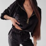 Komplet welurowy Giselle Ola Voga czarny