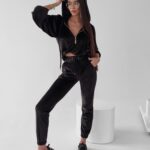 Komplet welurowy Giselle Ola Voga czarny