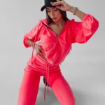 Komplet welurowy Giselle Ola Voga neonowy róż