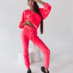 Komplet welurowy Giselle Ola Voga neonowy róż