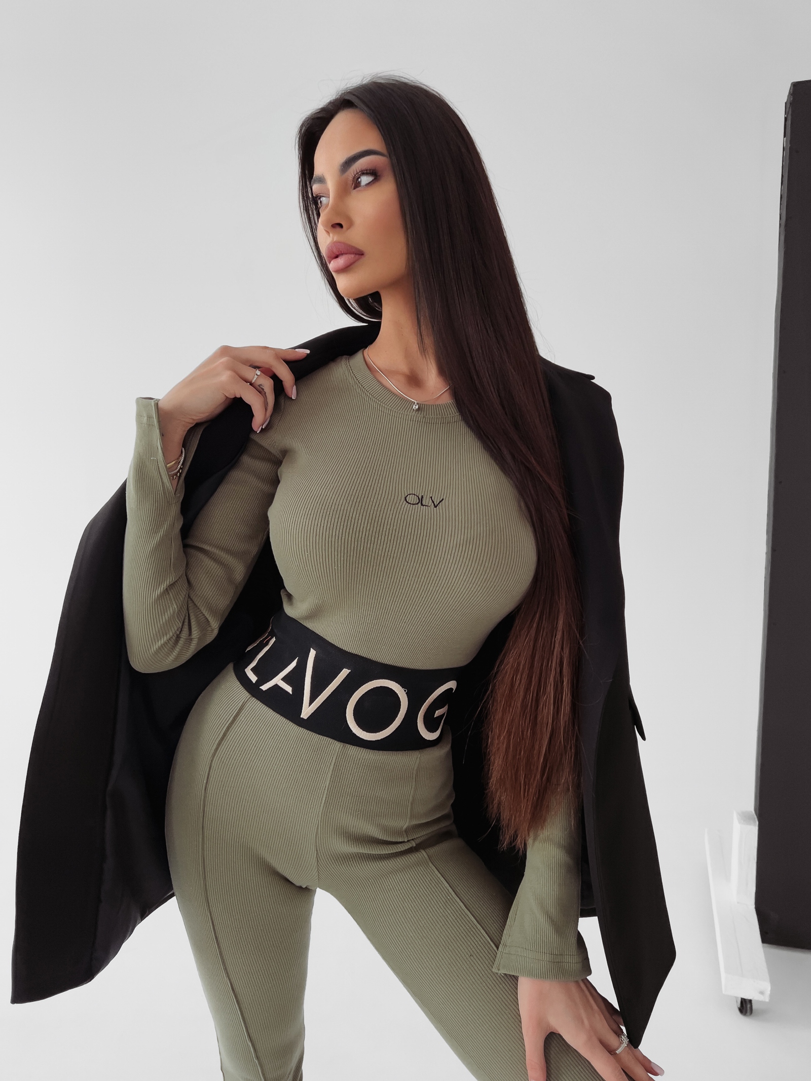 Bluzka prążkowana top Susan Ola Voga khaki