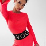 Bluzka prążkowana top Susan Ola Voga neonowy róż