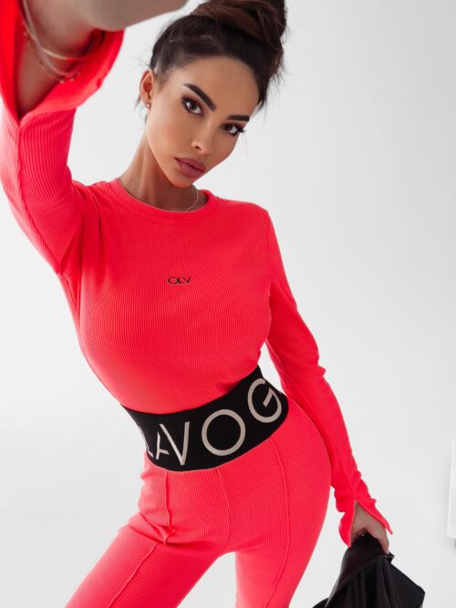 Bluzka prążkowana top Susan Ola Voga neonowy róż