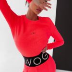 Bluzka prążkowana top Susan Ola Voga neonowy róż