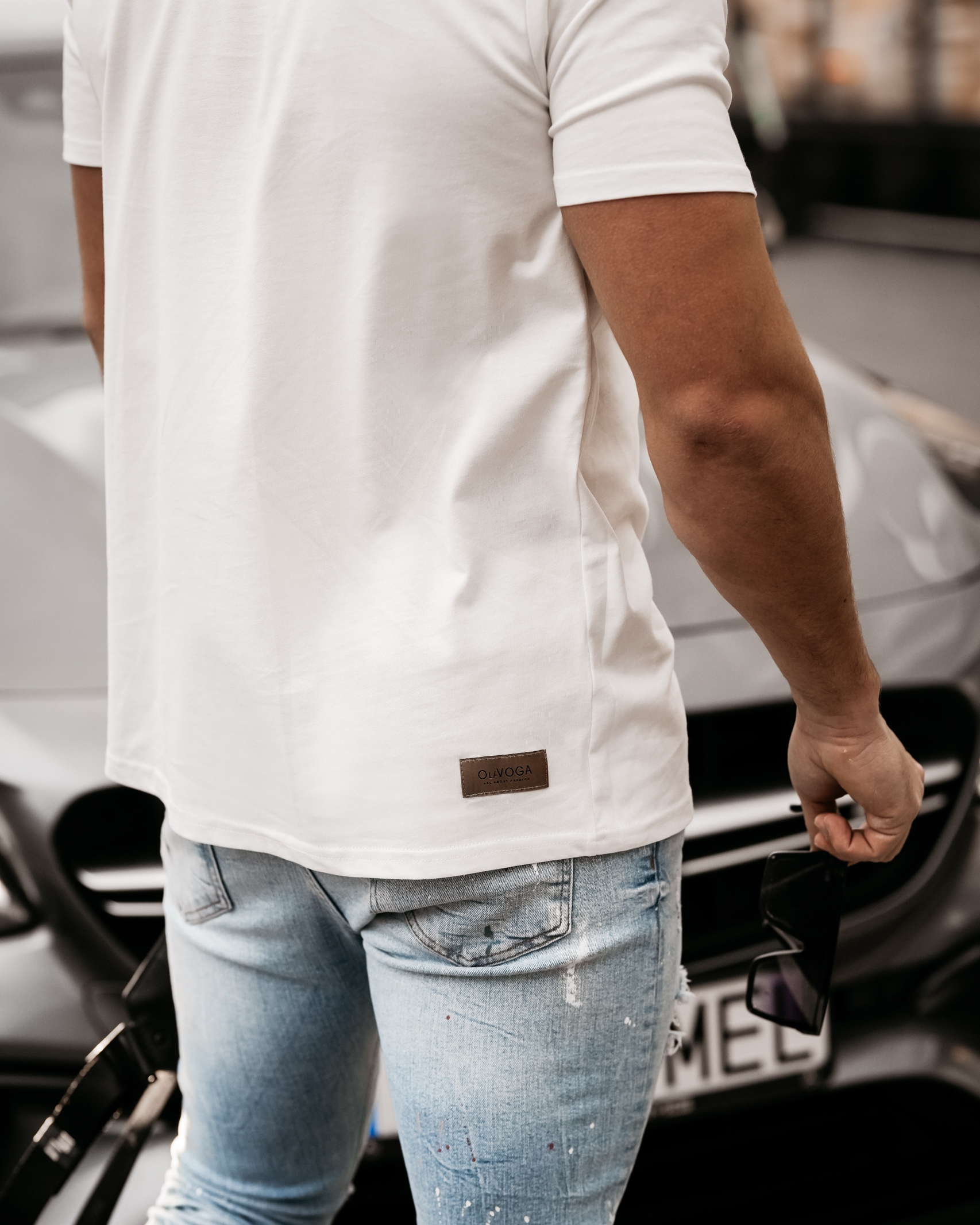 T-shirt męski klasyczny Leo Ola Voga ecru