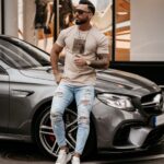 T-shirt męski klasyczny Leo Ola Voga beżowy