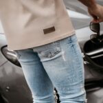 T-shirt męski klasyczny Leo Ola Voga beżowy