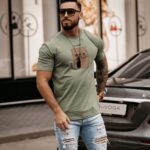 T-shirt męski klasyczny Leo Ola Voga khaki