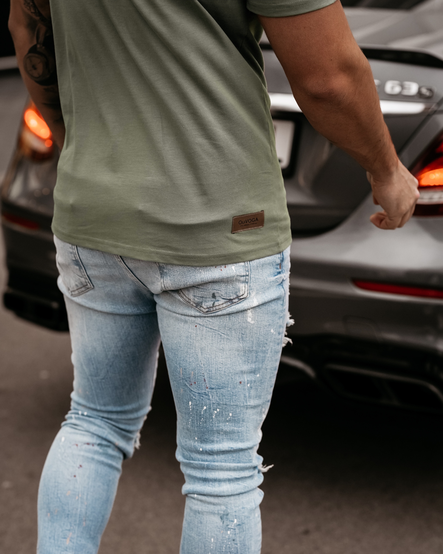 T-shirt męski klasyczny Leo Ola Voga khaki T-shirt męski klasyczny Leo Ola Voga khaki