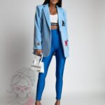 Legginsy elastyczne Lycra II chabrowe