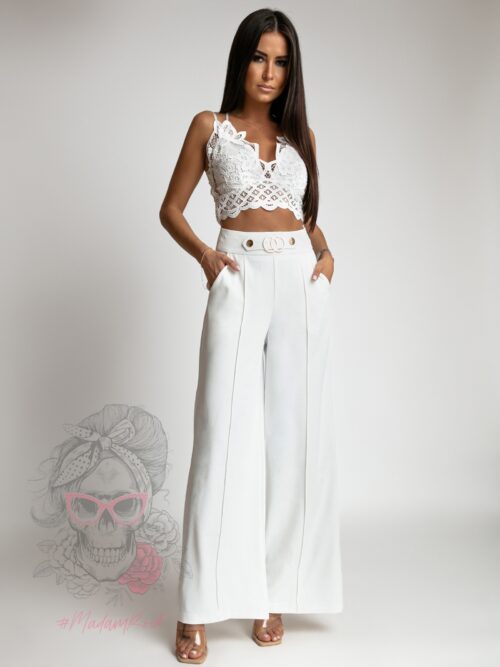 Spodnie eleganckie szerokie Piklo ecru