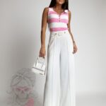 Spodnie eleganckie szerokie Piklo ecru