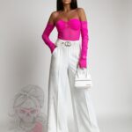 Spodnie eleganckie szerokie Piklo ecru