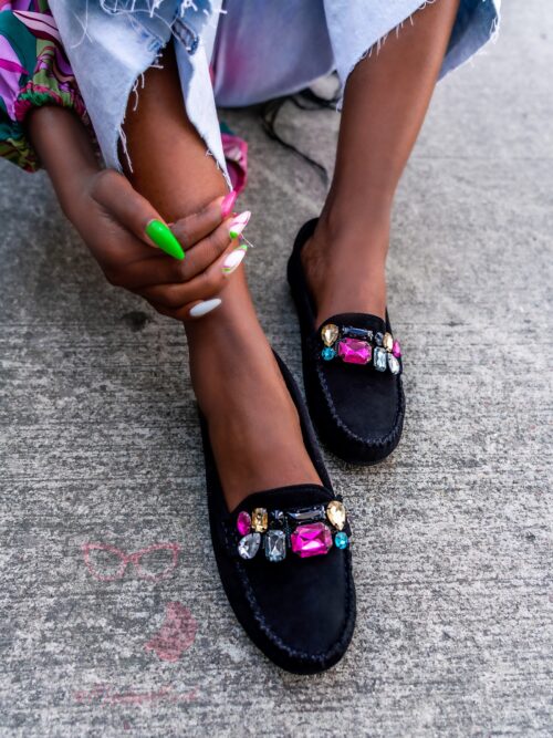 Mokasyny zamszowe Madam Nekos czarne