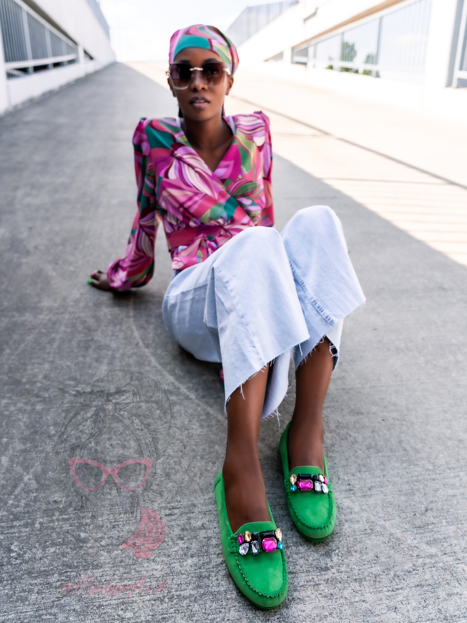 Mokasyny zamszowe Madam Nekos zielone