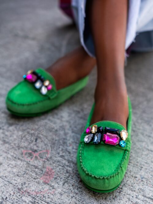 Mokasyny zamszowe Madam Nekos zielone