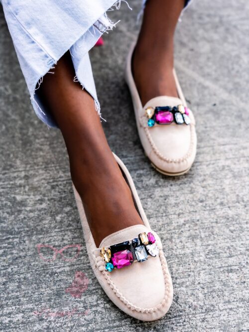 Mokasyny zamszowe Madam Nekos beżowe