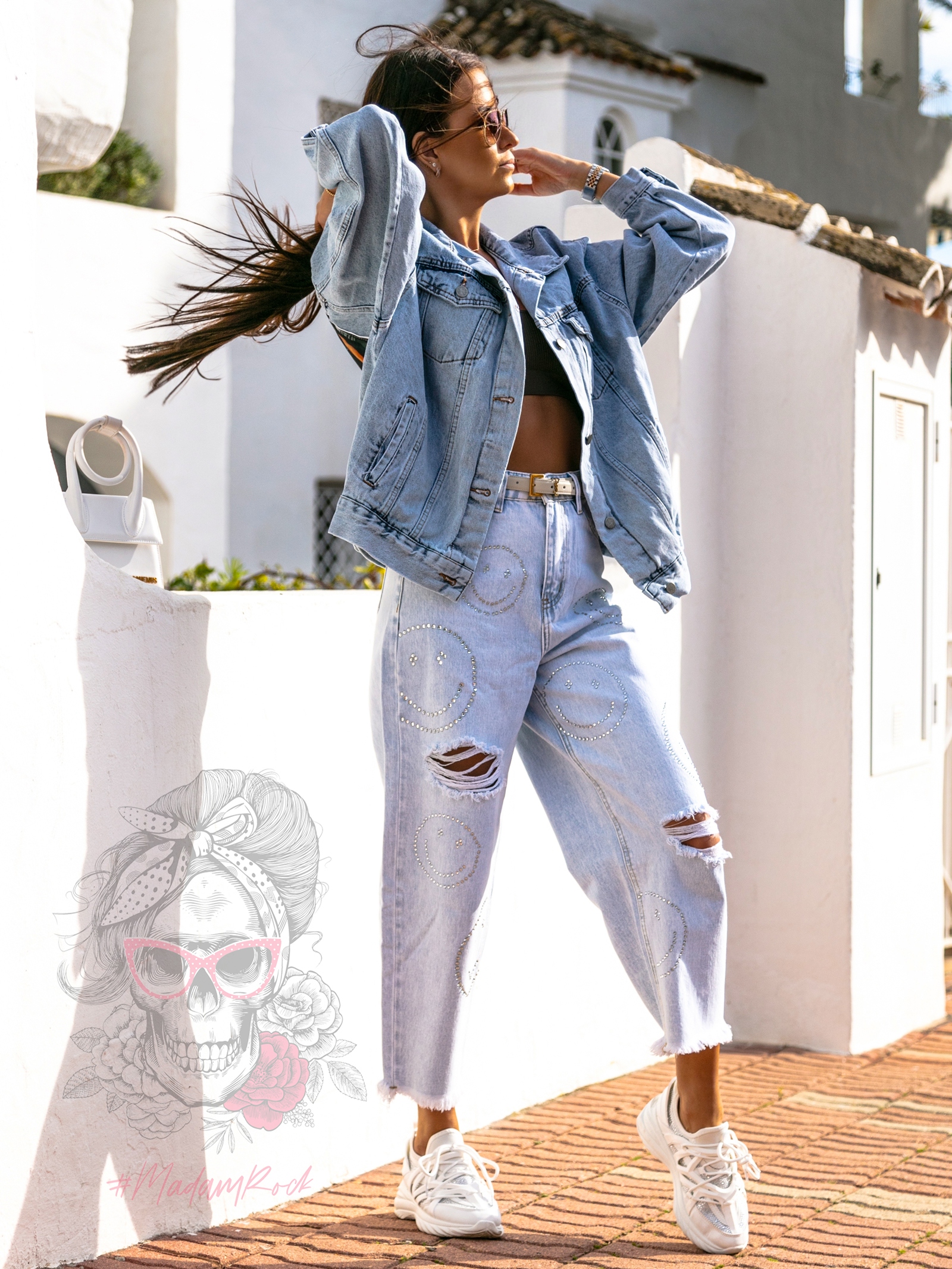 Spodnie jeansowe boyfriend Lucky Smile niebieskie