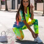 Komplet sportowy TieDyes ombre neonowy żółty